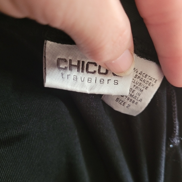 Chico's Travelers Black and Tan with Red Piping Cardigan - Picture 2 of 6